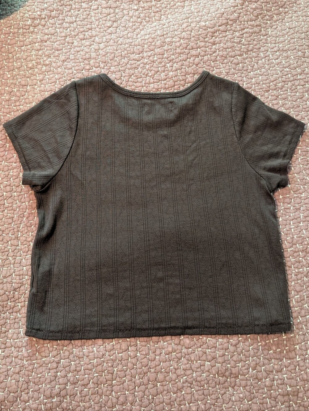 First Rite Pointelle Crop Tee in Walnut - Picture 2 of 3